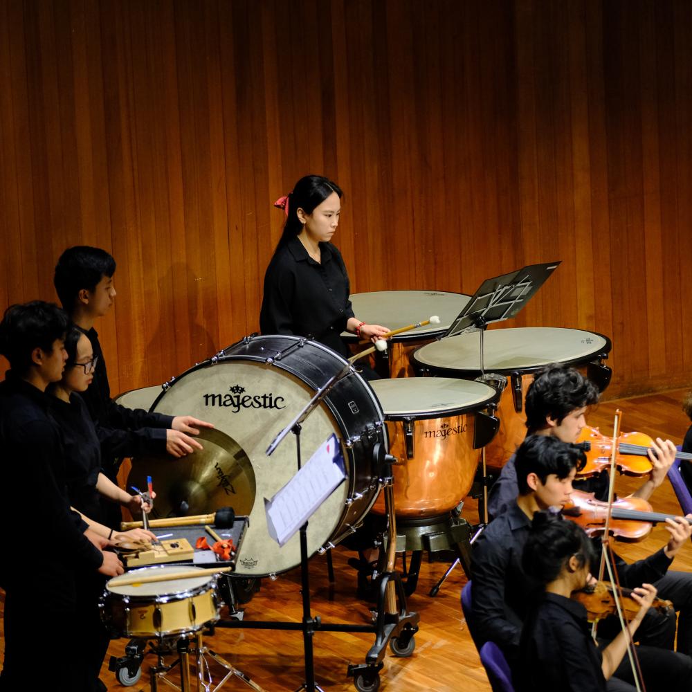 Percussion section in an orchestra